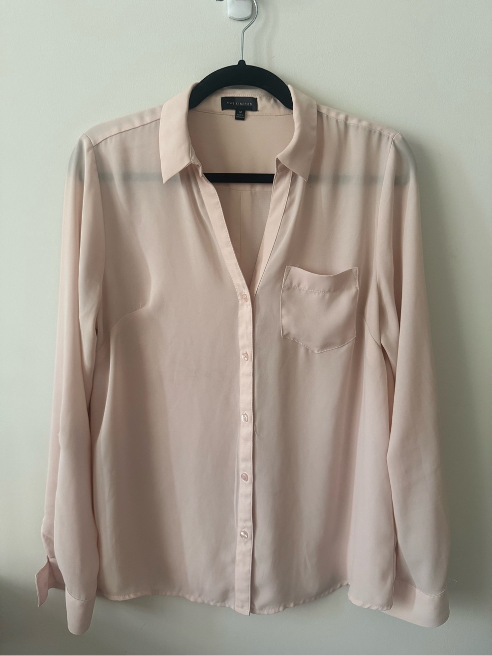The Limited Pink Button-Down Silk Blouse